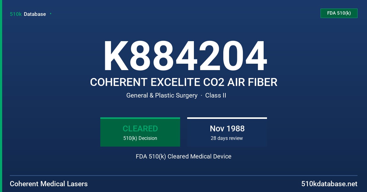 K884204 COHERENT EXCELITE CO2 AIR FIBER FDA 510(k) Cleared Medical Device