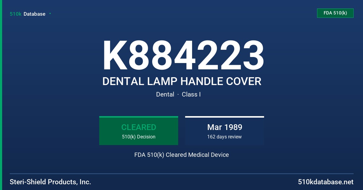 K884223 DENTAL LAMP HANDLE COVER FDA 510(k) Cleared Medical Device