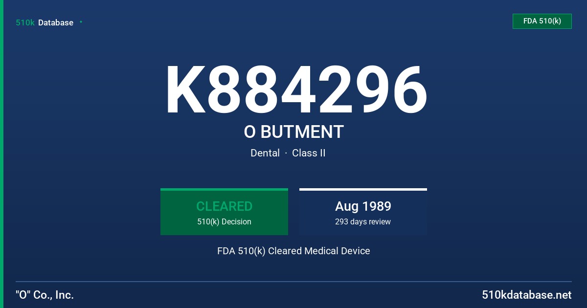 K884296 O BUTMENT FDA 510(k) Cleared Medical Device