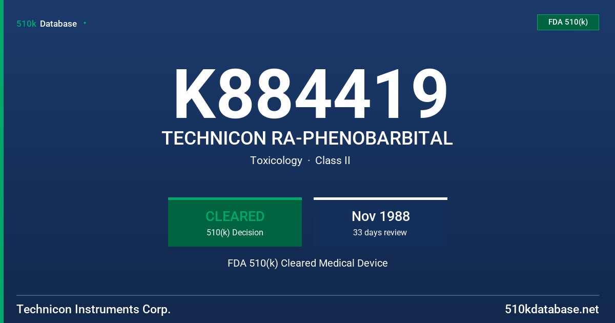 K884419 TECHNICON RA-PHENOBARBITAL FDA 510(k) Cleared Medical Device