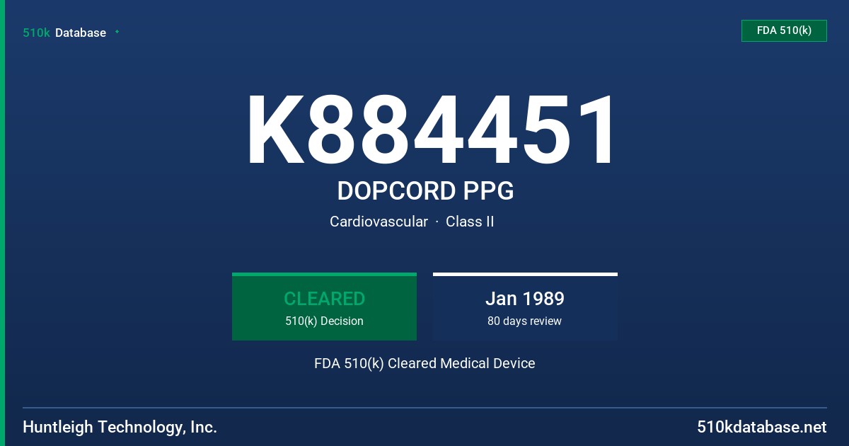 K884451 DOPCORD PPG FDA 510(k) Cleared Medical Device
