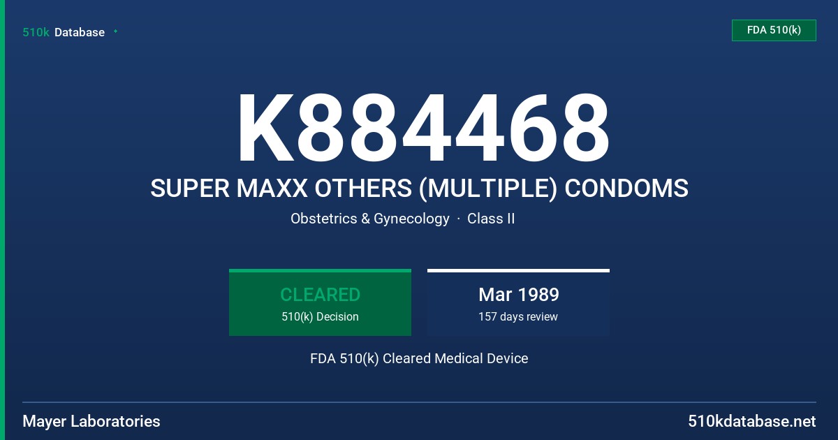K884468 SUPER MAXX OTHERS (MULTIPLE) CONDOMS FDA 510(k) Cleared Medical Device