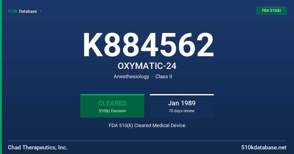 K884562 OXYMATIC-24 FDA 510(k) Cleared Medical Device