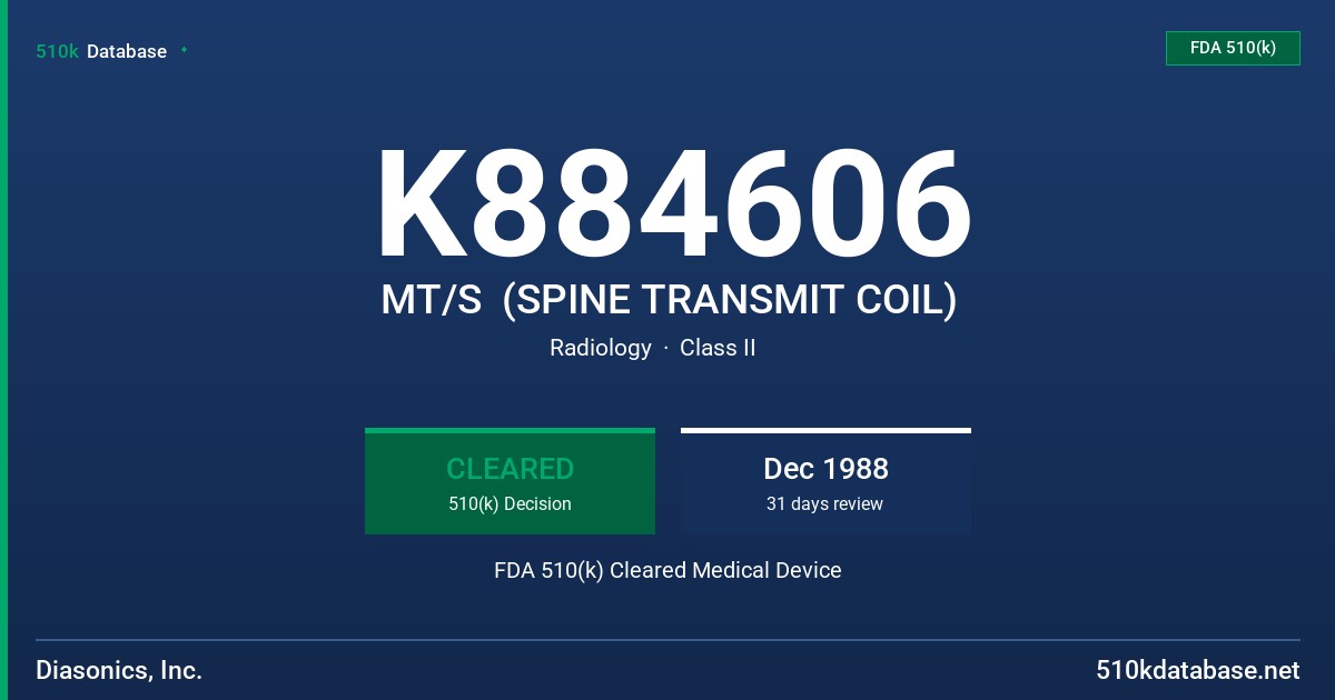 K884606 MT/S  (SPINE TRANSMIT COIL) FDA 510(k) Cleared Medical Device