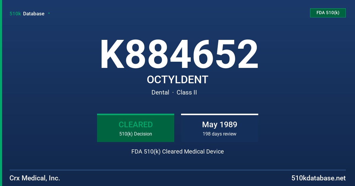 K884652 OCTYLDENT FDA 510(k) Cleared Medical Device