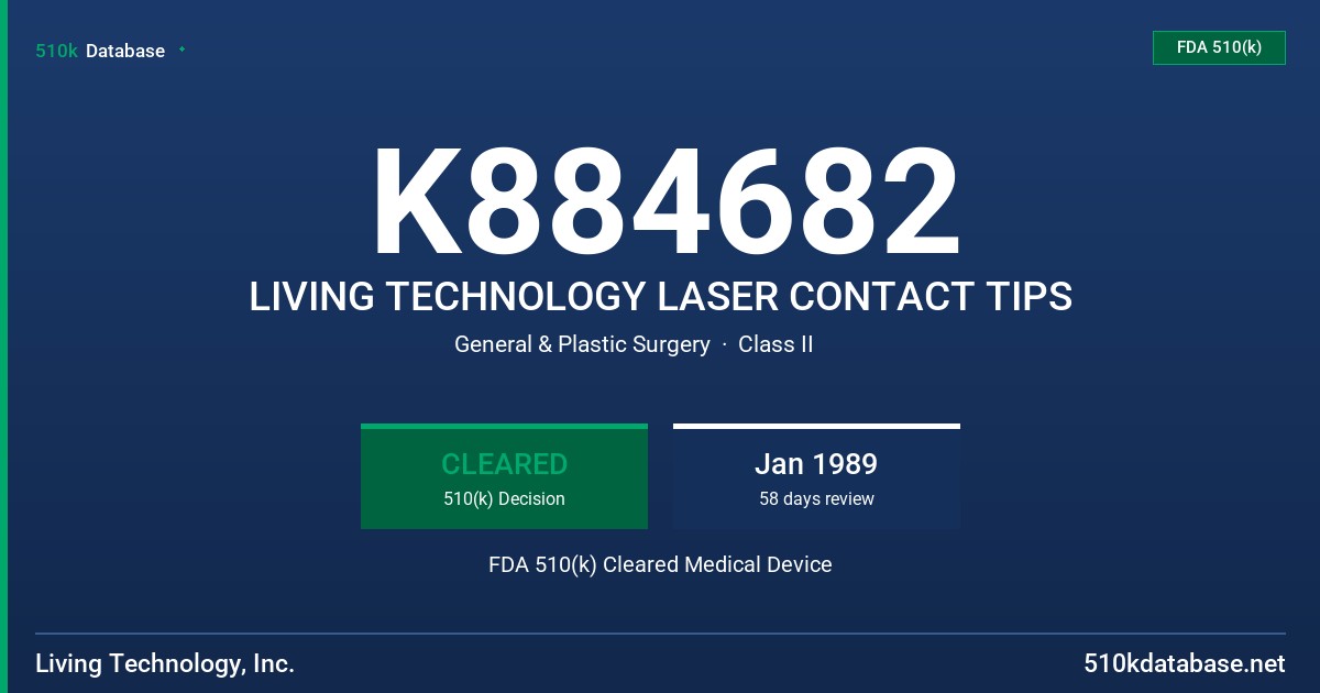 K884682 LIVING TECHNOLOGY LASER CONTACT TIPS FDA 510(k) Cleared Medical Device
