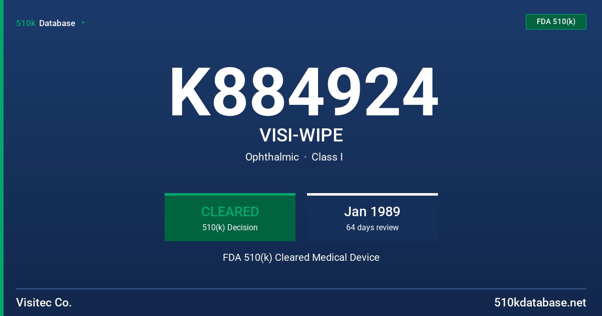 K884924 VISI-WIPE FDA 510(k) Cleared Medical Device