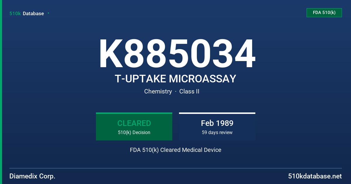 K885034 T-UPTAKE MICROASSAY FDA 510(k) Cleared Medical Device