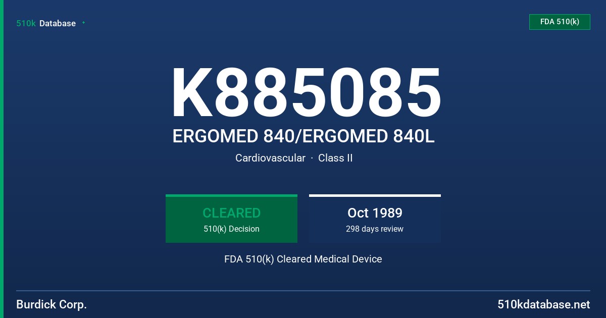 K885085 ERGOMED 840/ERGOMED 840L FDA 510(k) Cleared Medical Device