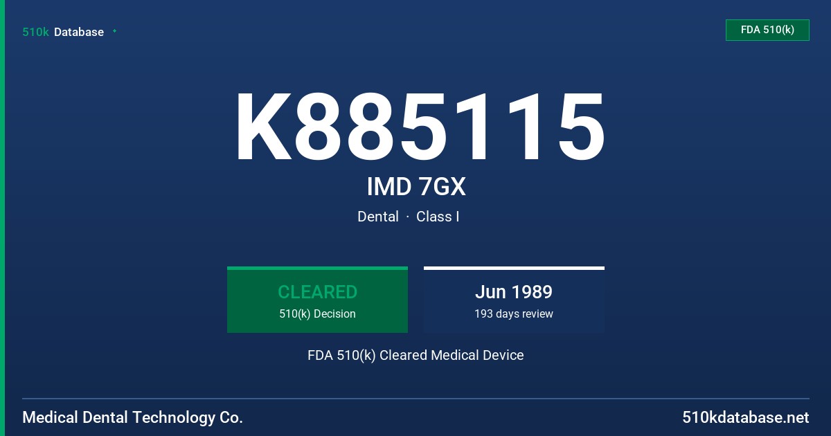 K885115 IMD 7GX FDA 510(k) Cleared Medical Device