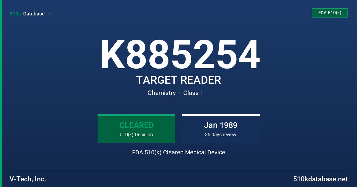 K885254 TARGET READER FDA 510(k) Cleared Medical Device