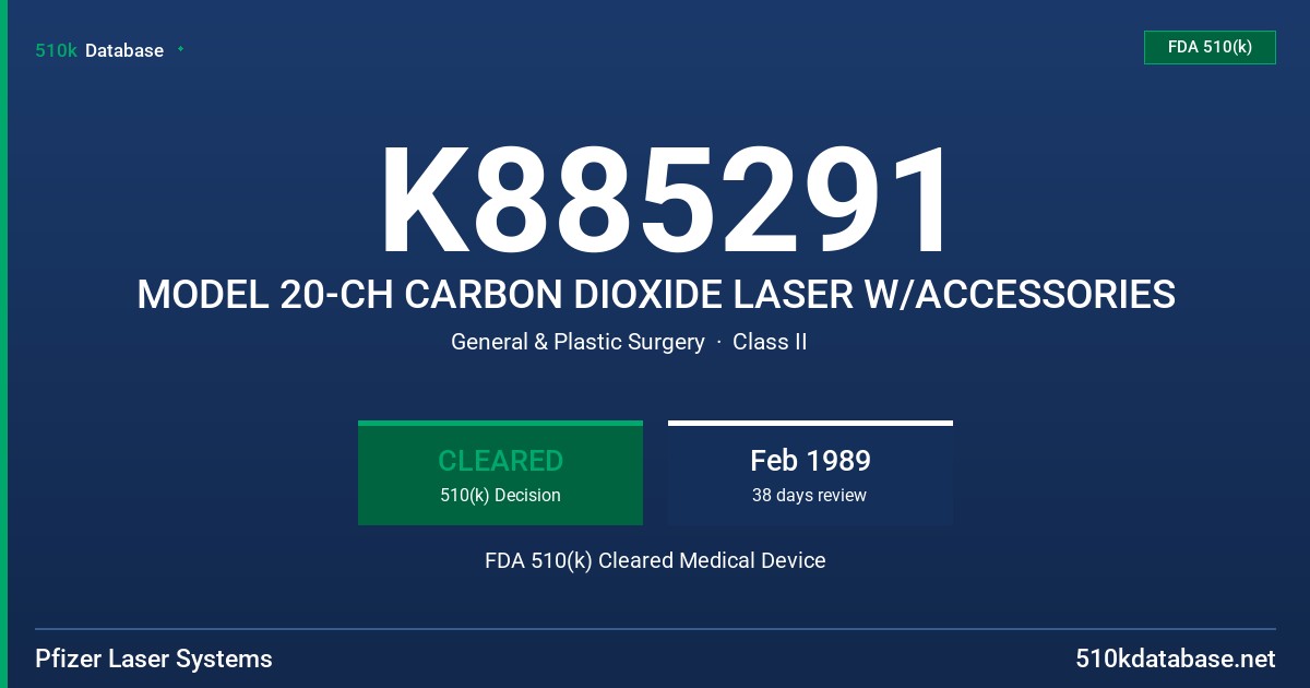 K885291 MODEL 20-CH CARBON DIOXIDE LASER W/ACCESSORIES FDA 510(k) Cleared Medical Device