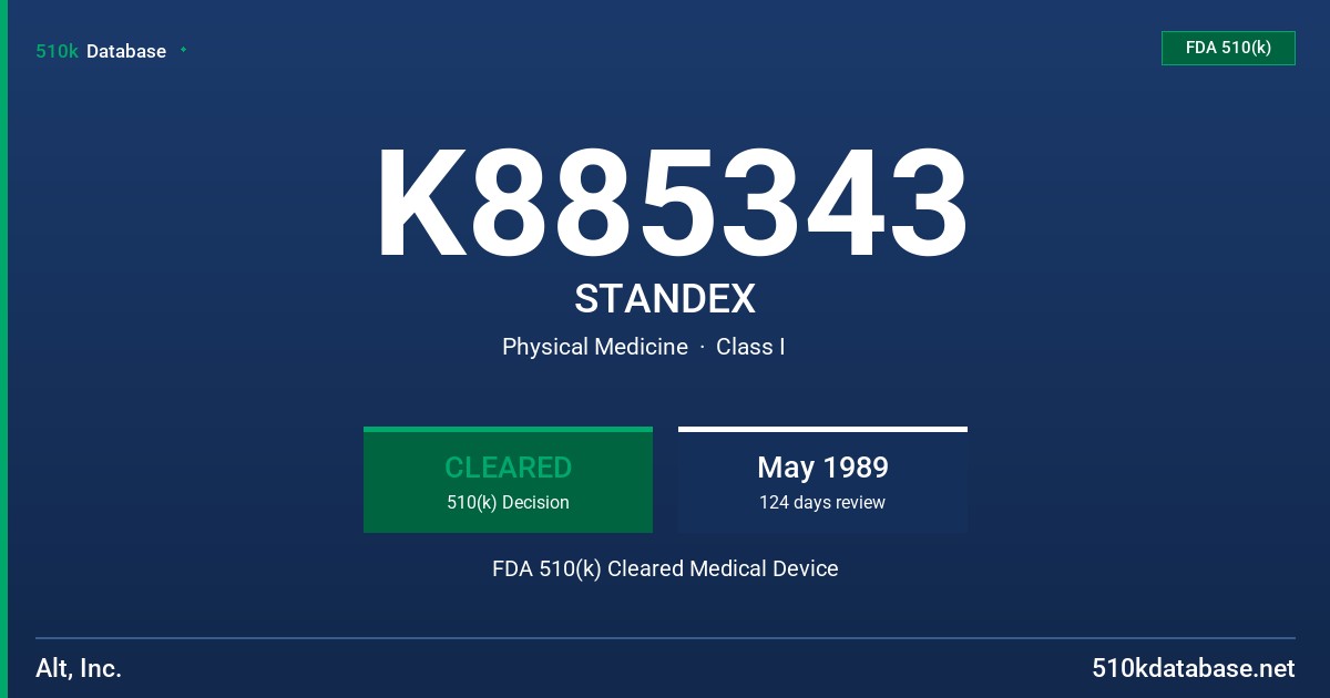 K885343 STANDEX FDA 510(k) Cleared Medical Device