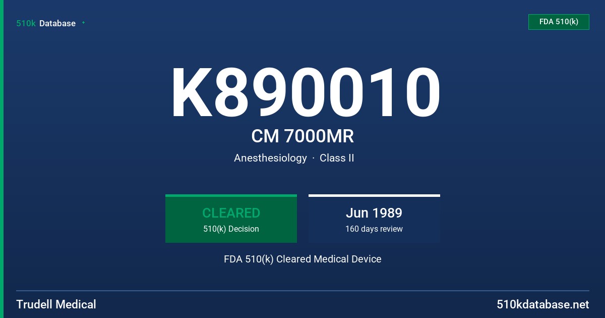 K890010 CM 7000MR FDA 510(k) Cleared Medical Device