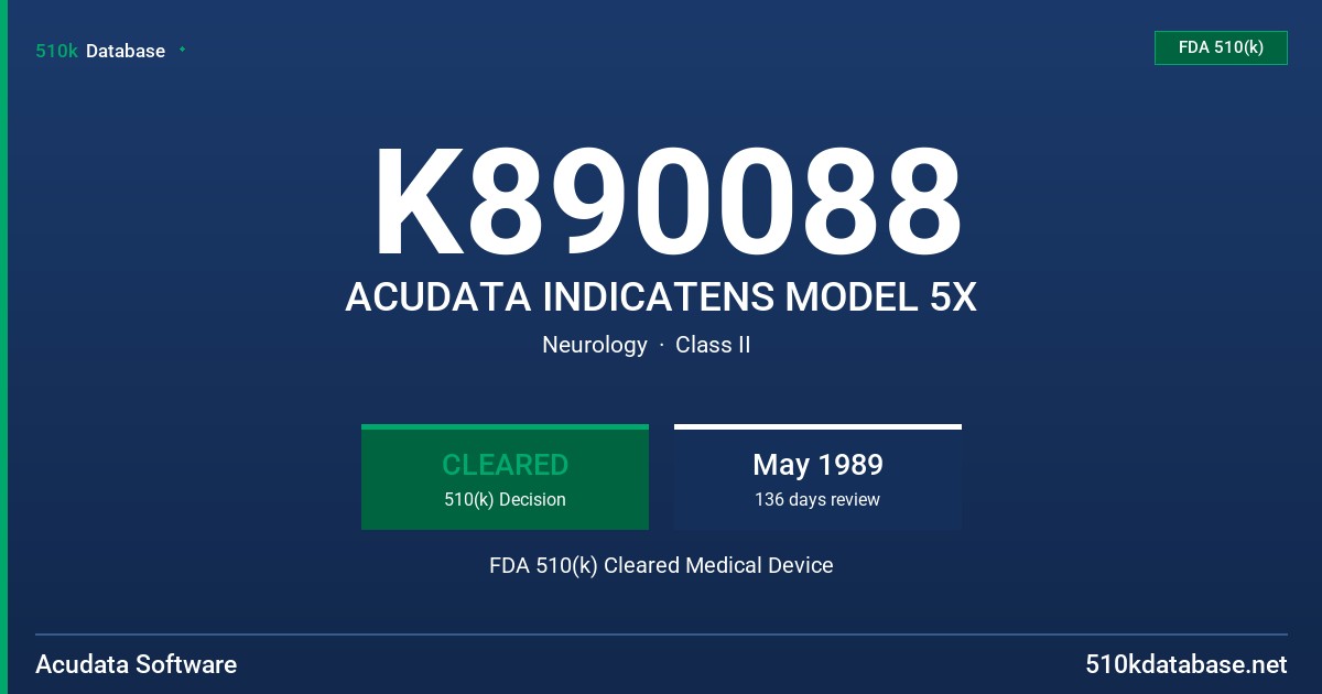 K890088 ACUDATA INDICATENS MODEL 5X FDA 510(k) Cleared Medical Device