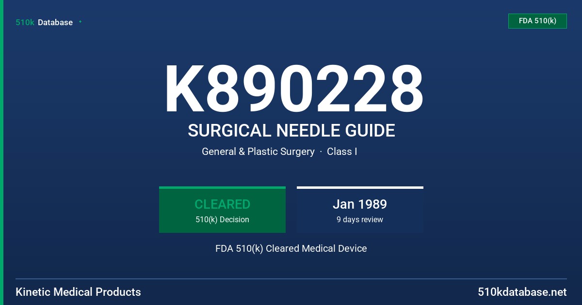 K890228 SURGICAL NEEDLE GUIDE FDA 510(k) Cleared Medical Device