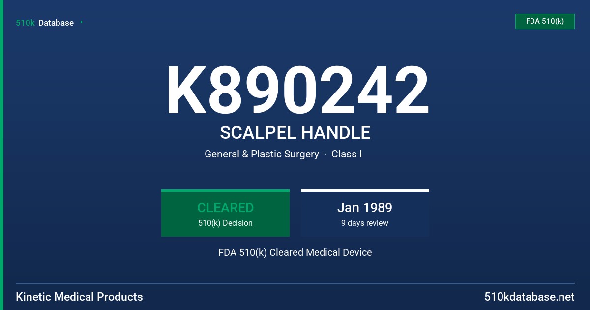 K890242 SCALPEL HANDLE FDA 510(k) Cleared Medical Device