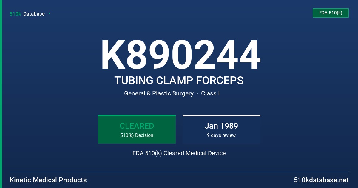 K890244 TUBING CLAMP FORCEPS FDA 510(k) Cleared Medical Device