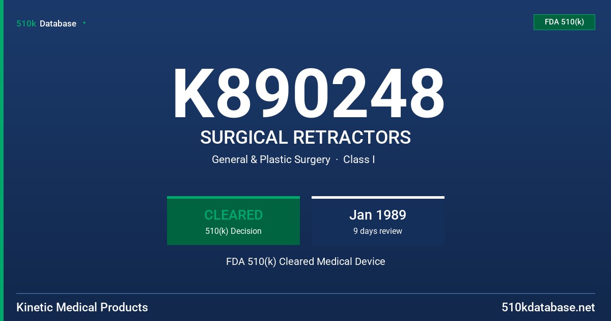 K890248 SURGICAL RETRACTORS FDA 510(k) Cleared Medical Device