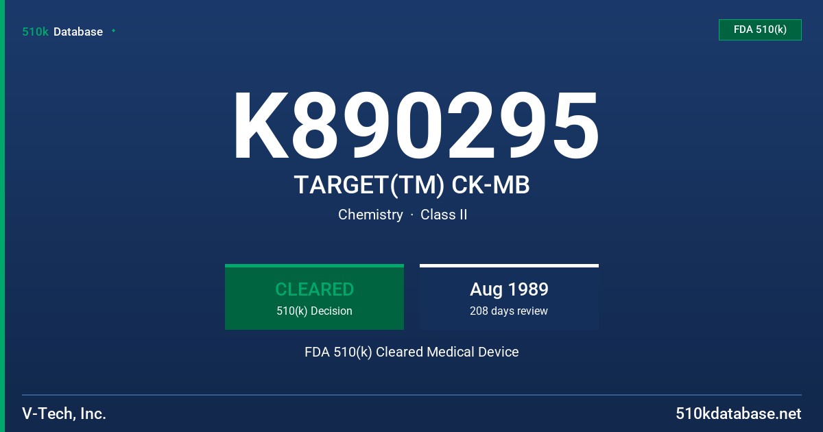 K890295 TARGET(TM) CK-MB FDA 510(k) Cleared Medical Device