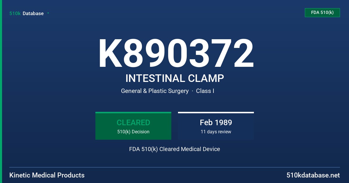 K890372 INTESTINAL CLAMP FDA 510(k) Cleared Medical Device