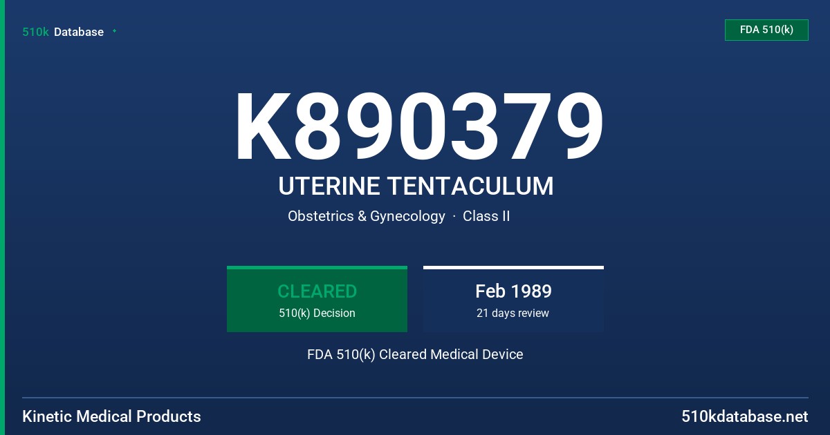 K890379 UTERINE TENTACULUM FDA 510(k) Cleared Medical Device