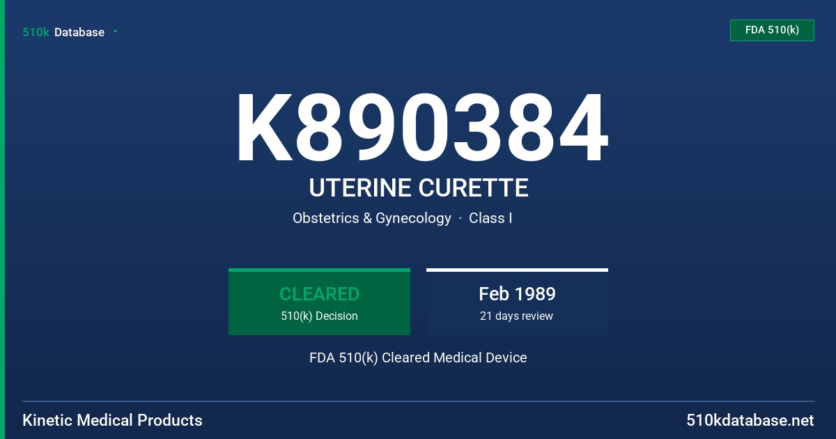K890384 UTERINE CURETTE FDA 510(k) Cleared Medical Device
