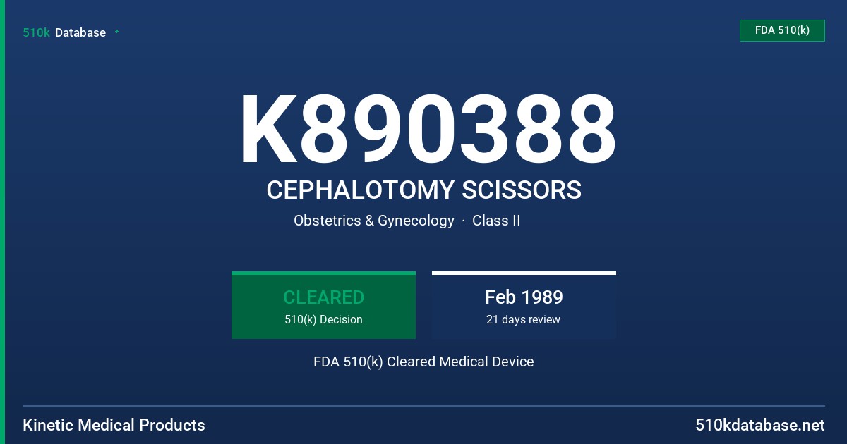 K890388 CEPHALOTOMY SCISSORS FDA 510(k) Cleared Medical Device