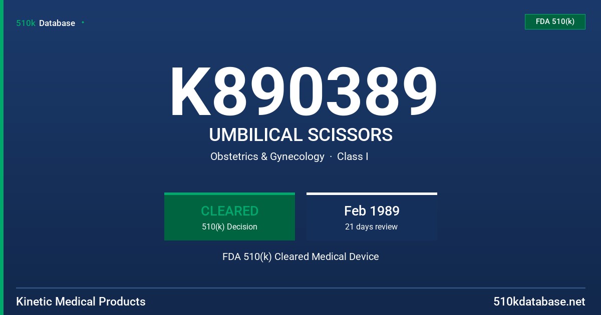 K890389 UMBILICAL SCISSORS FDA 510(k) Cleared Medical Device