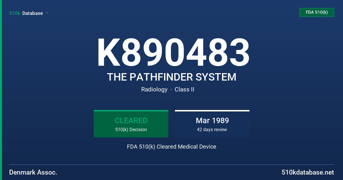 K890483 THE PATHFINDER SYSTEM FDA 510(k) Cleared Medical Device