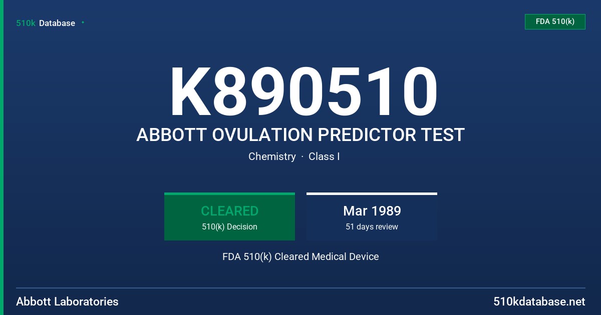 K890510 ABBOTT OVULATION PREDICTOR TEST FDA 510(k) Cleared Medical Device