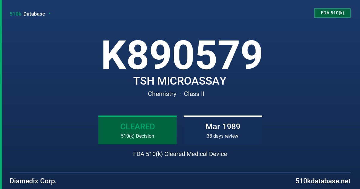K890579 TSH MICROASSAY FDA 510(k) Cleared Medical Device