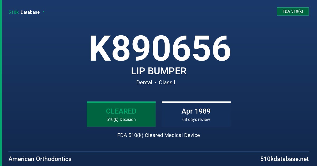 K890656 LIP BUMPER FDA 510(k) Cleared Medical Device