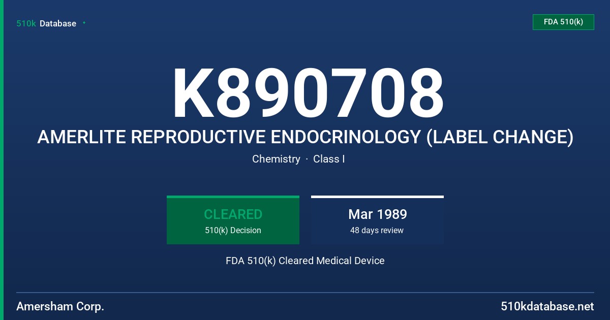 K890708 AMERLITE REPRODUCTIVE ENDOCRINOLOGY (LABEL CHANGE) FDA 510(k) Cleared Medical Device