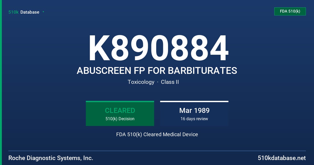 K890884 ABUSCREEN FP FOR BARBITURATES FDA 510(k) Cleared Medical Device