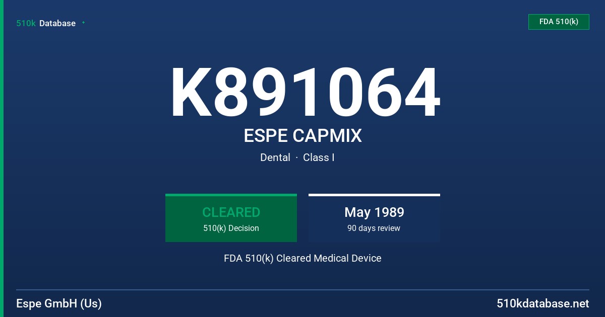 K891064 ESPE CAPMIX FDA 510(k) Cleared Medical Device