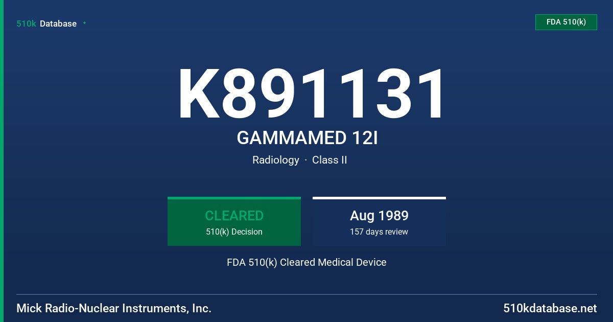 K891131 GAMMAMED 12I FDA 510(k) Cleared Medical Device