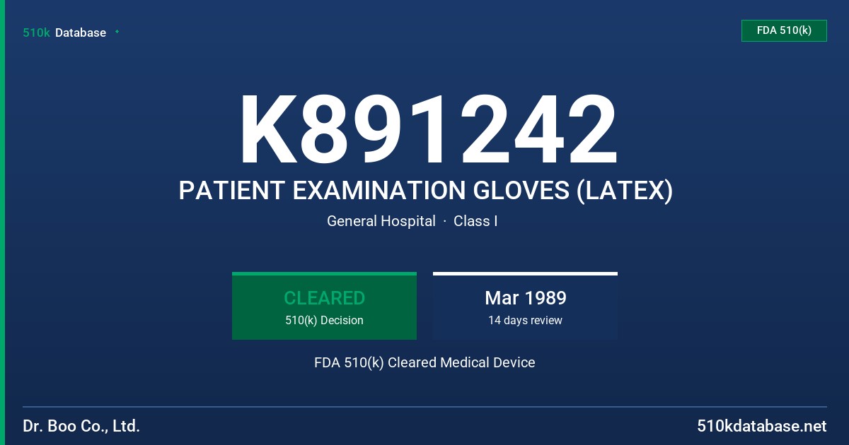 K891242 PATIENT EXAMINATION GLOVES (LATEX) FDA 510(k) Cleared Medical Device