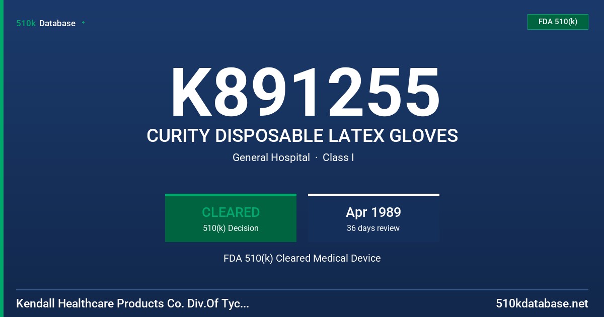 K891255 CURITY DISPOSABLE LATEX GLOVES FDA 510(k) Cleared Medical Device