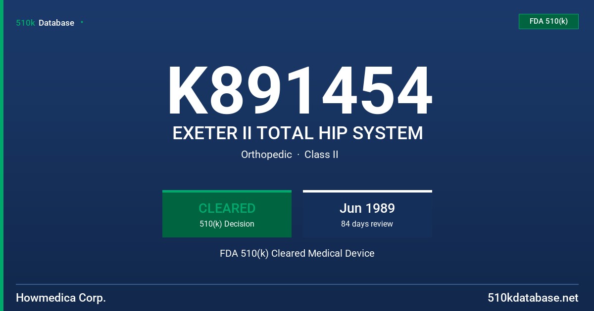 K891454 EXETER II TOTAL HIP SYSTEM FDA 510(k) Cleared Medical Device