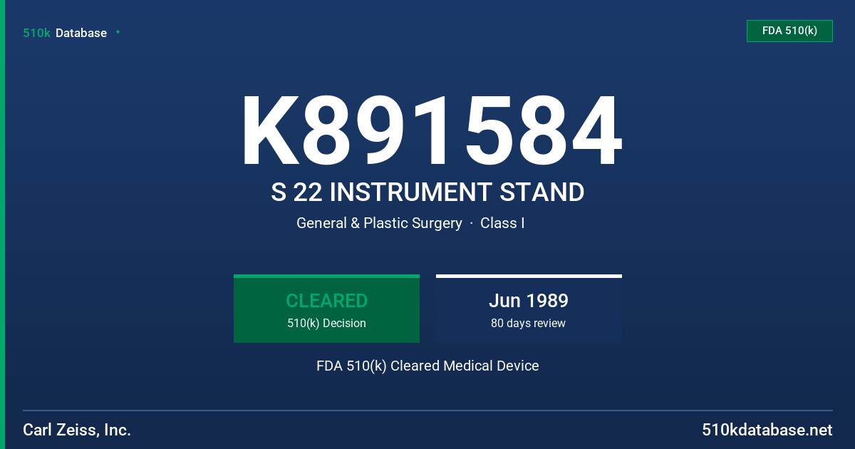 K891584 S 22 INSTRUMENT STAND FDA 510(k) Cleared Medical Device