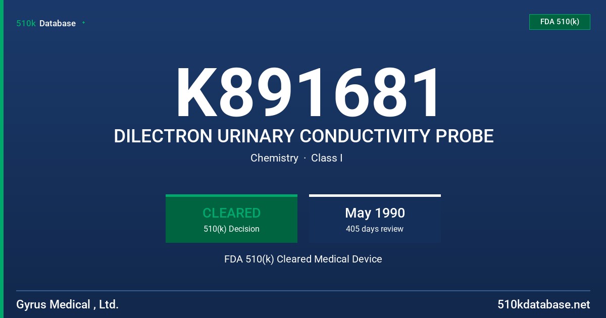 K891681 DILECTRON URINARY CONDUCTIVITY PROBE FDA 510(k) Cleared Medical Device