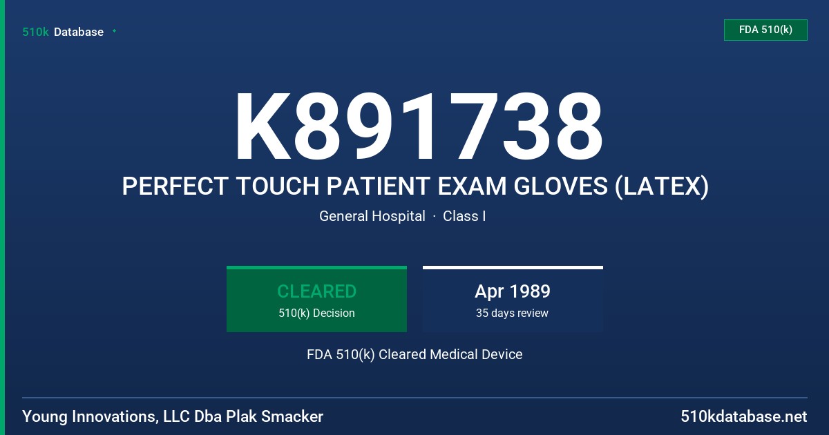 K891738 PERFECT TOUCH PATIENT EXAM GLOVES (LATEX) FDA 510(k) Cleared Medical Device