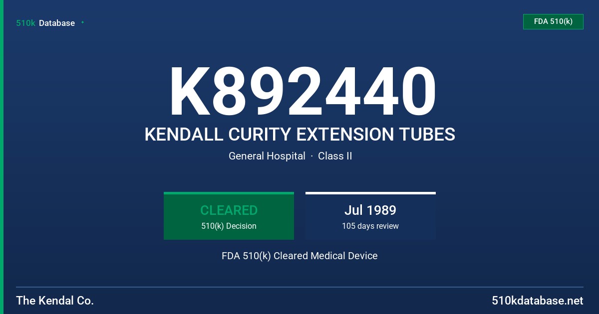 K892440 KENDALL CURITY EXTENSION TUBES FDA 510(k) Cleared Medical Device