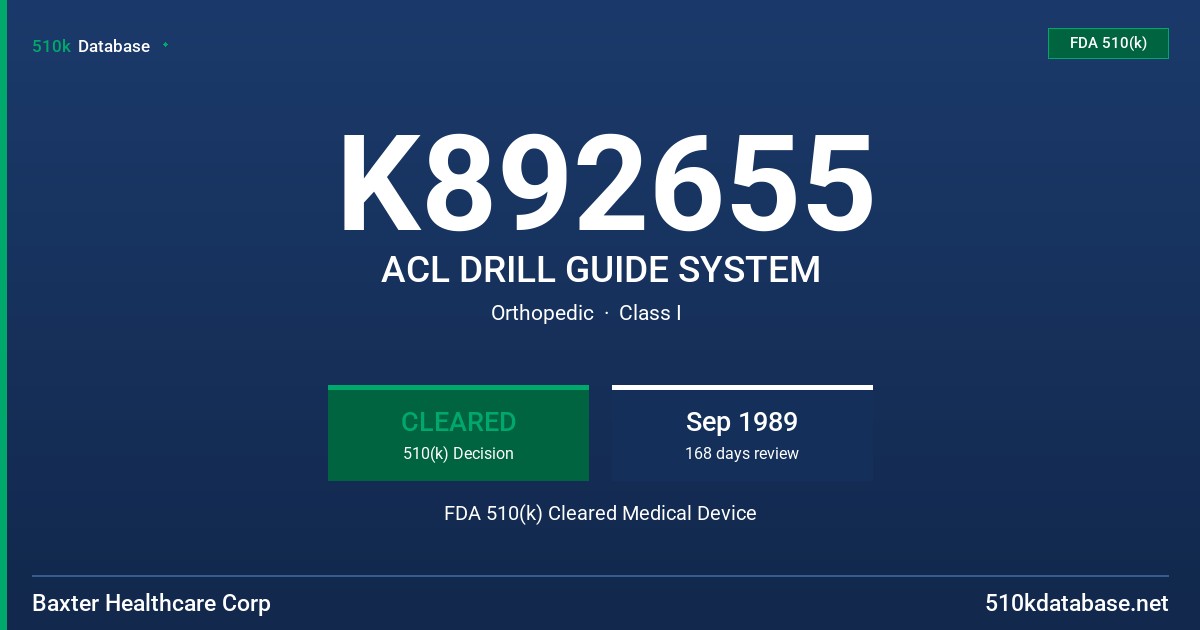 K892655 ACL DRILL GUIDE SYSTEM FDA 510(k) Cleared Medical Device