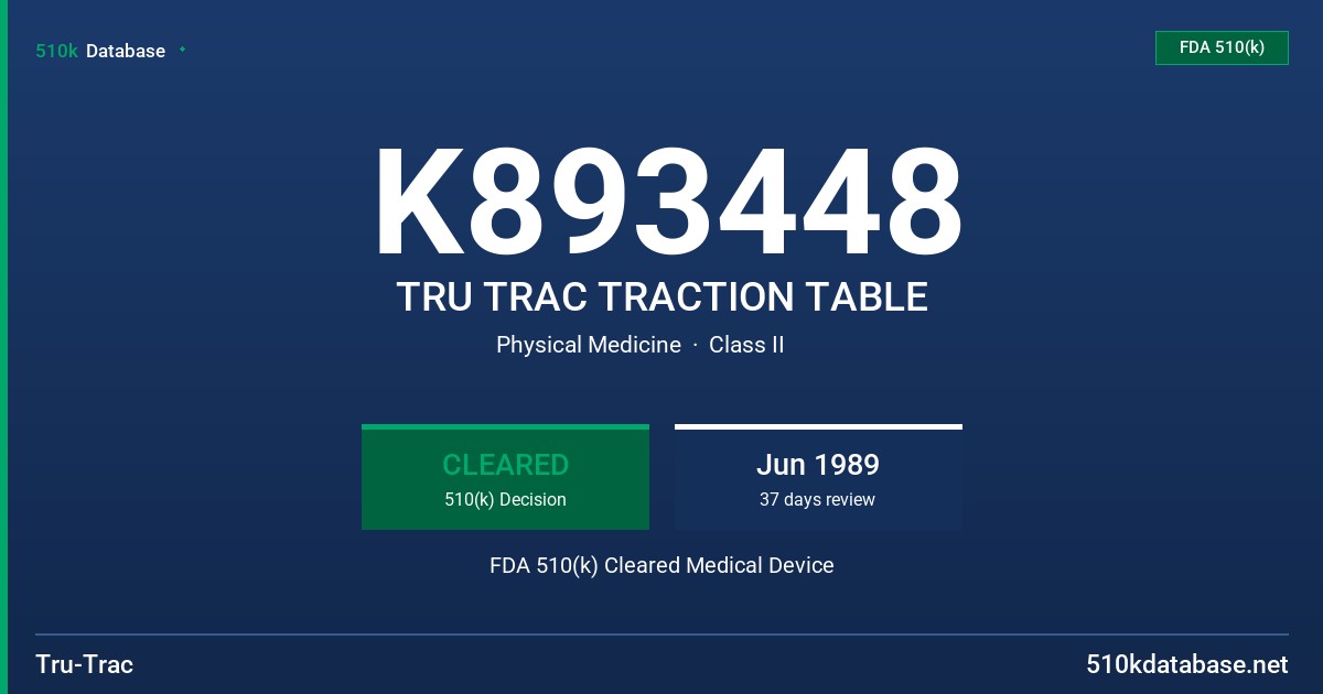 K893448 TRU TRAC TRACTION TABLE FDA 510(k) Cleared Medical Device