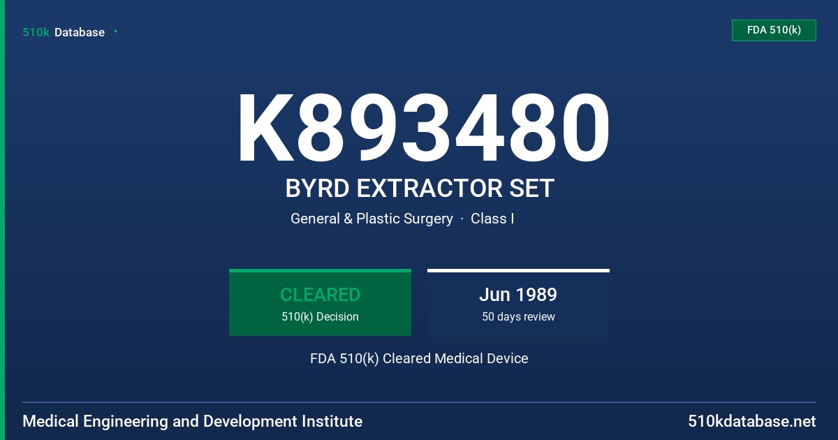 K893480 BYRD EXTRACTOR SET FDA 510(k) Cleared Medical Device