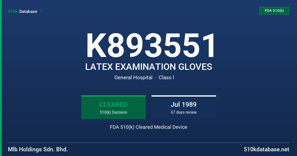 K893551 LATEX EXAMINATION GLOVES FDA 510(k) Cleared Medical Device