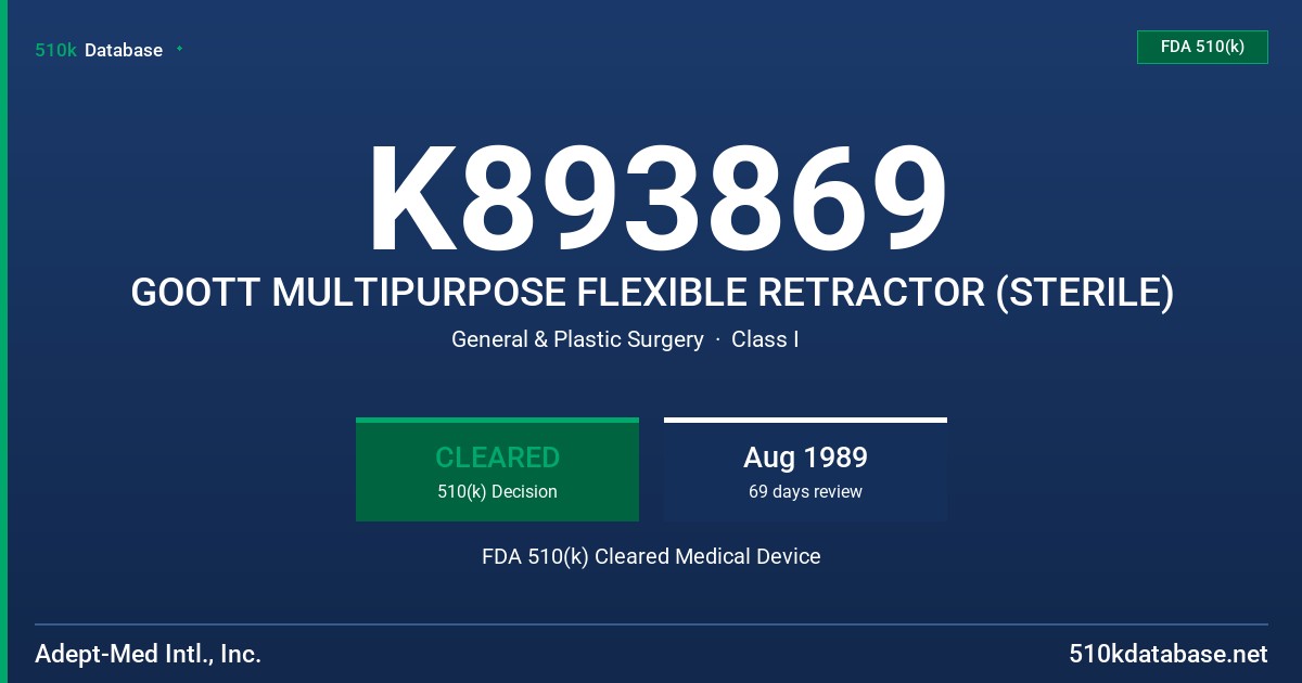 K893869 GOOTT MULTIPURPOSE FLEXIBLE RETRACTOR (STERILE) FDA 510(k) Cleared Medical Device