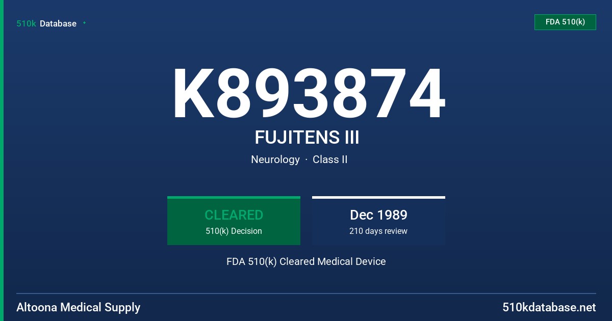 K893874 FUJITENS III FDA 510(k) Cleared Medical Device